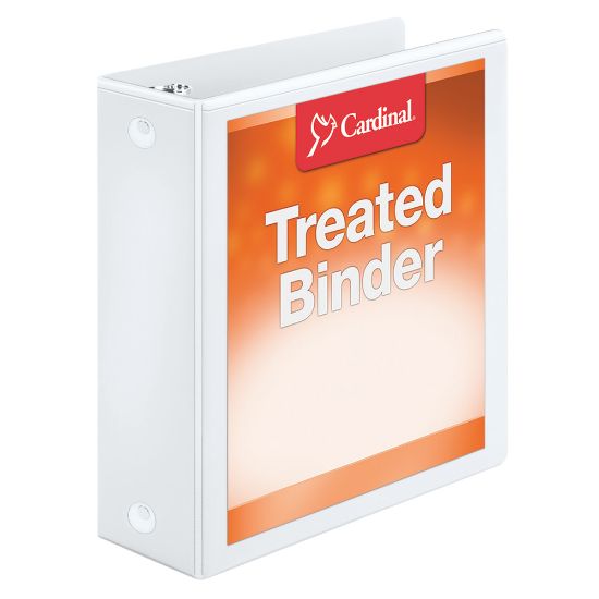 Picture of Cardinal Treated ClearVue Locking 3-Ring Binder, 3in Round Rings, 52% Recycled, White