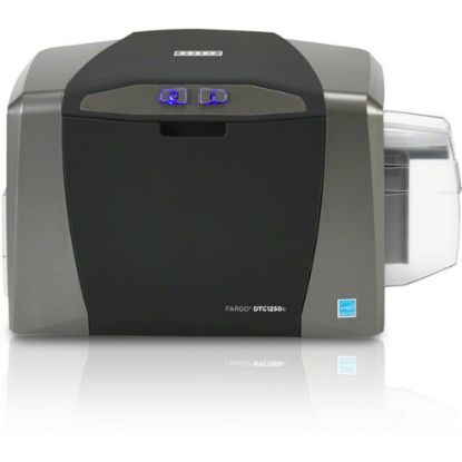 Picture of Fargo DTC1250e Single Sided Desktop Dye Sublimation/Thermal Transfer Printer - Color - Card Print - Ethernet - USB - 6 Second Mono - 16 Second Color - 300 dpi - 2.13in , 2.06in , 2.11in , 2.04in Width x 3.38in , 3.31in , 3.36in , 3.30in Length - For PC