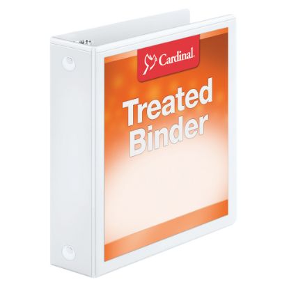 Picture of Cardinal Treated ClearVue Locking 3-Ring Binder, 2in Round Rings, 52% Recycled, White