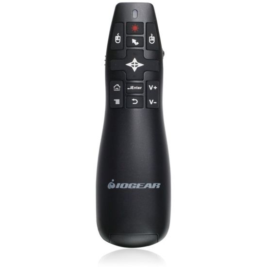 Picture of IOGEAR Gyro Presenter Mouse with Red Laser - Laser - Wireless - 65.62 ft - Radio Frequency - 2.40 GHz - Black - 1 - USB 2.0 - 2