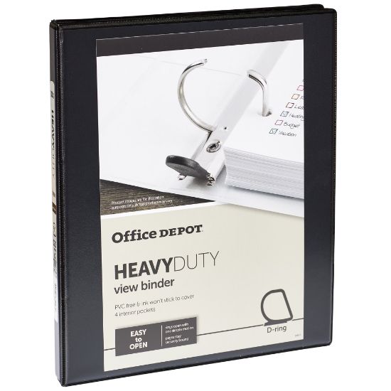 Picture of Office Depot Brand Heavy-Duty View 3-Ring Binder, 1/2in D-Rings, Black