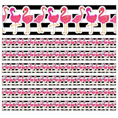 Picture of Carson Dellosa Education Straight Borders, Schoolgirl Style Simply Stylish Tropical Flamingos, 36ft Per Pack, Set Of 6 Packs