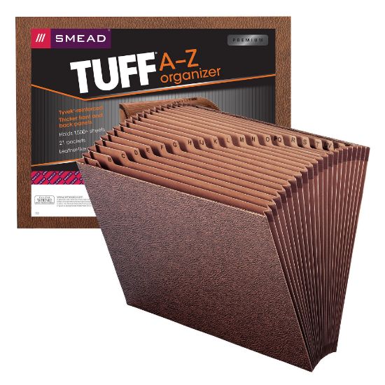 Picture of Smead TUFF Expanding File, 21 Pockets, A-Z, 12in x 10in, Letter Size, 30% Recycled, Brown