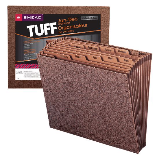 Picture of Smead TUFF Expanding File, 12 Pockets, Monthly, 12in x 10in Letter Size, 30% Recycled, Brown