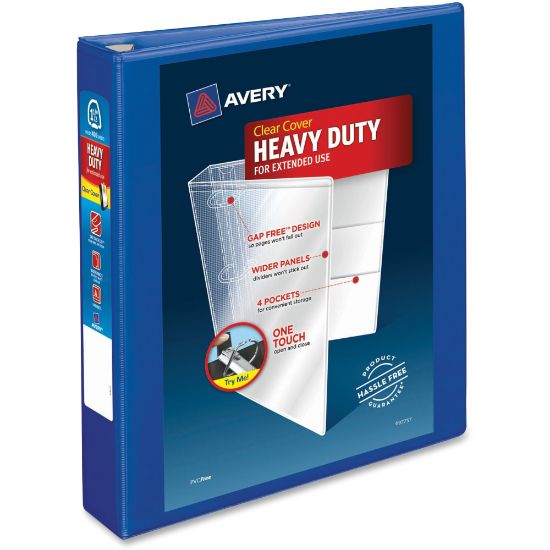 Picture of Avery Heavy-Duty View 3-Ring Binder With Locking One-Touch EZD Rings, 1 1/2in D-Rings, 41% Recycled, Pacific Blue