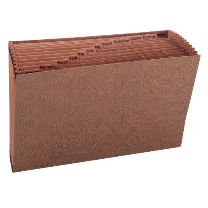 Picture of Smead TUFF Expanding File With Open Top, 12 Pockets, Monthly, 15in x 10in, Legal Size, 30% Recycled, Brown