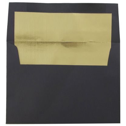 Picture of JAM Paper Foil-Lined Booklet Invitation Envelopes, A6, Gummed Seal, 30% Recycled, Black/Gold, Pack Of 25