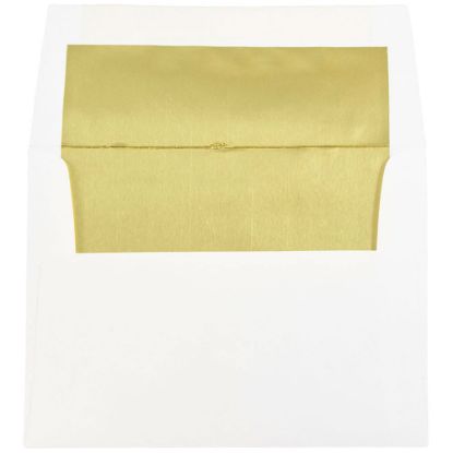 Picture of JAM Paper Booklet Invitation Envelopes, A2, Gummed Seal, Gold/White, Pack Of 25