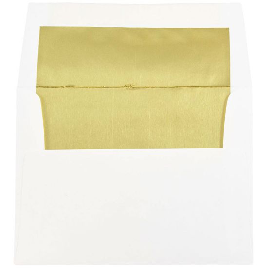 Picture of JAM Paper Booklet Invitation Envelopes, A2, Gummed Seal, Gold/White, Pack Of 25