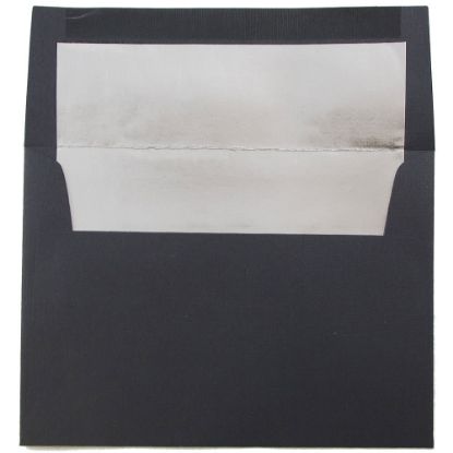 Picture of JAM Paper Foil-Lined Booklet Invitation Envelopes, A6, Gummed Seal, 30% Recycled, Black/Silver, Pack Of 25