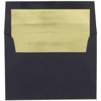 Picture of JAM Paper Booklet Envelopes, A8, Gummed Seal, 30% Recycled, Black/Gold, Pack Of 25