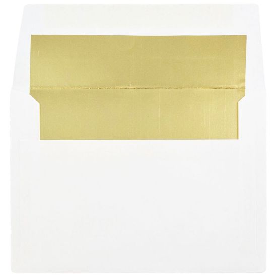 Picture of JAM Paper Foil-Lined Booklet Invitation Envelopes, A6, Gummed Seal, Gold/White, Pack Of 25