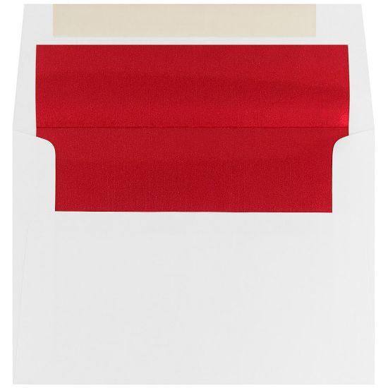 Picture of JAM Paper Foil-Lined Booklet Invitation Envelopes, A6, Gummed Seal, Red/White, Pack Of 25