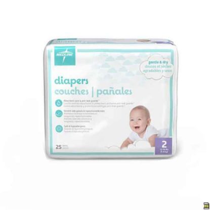 Picture of Medline Disposable Baby Diapers, Size 2, 12-18 Lb, 25 Diapers Per Pack, Case Of 8 Packs