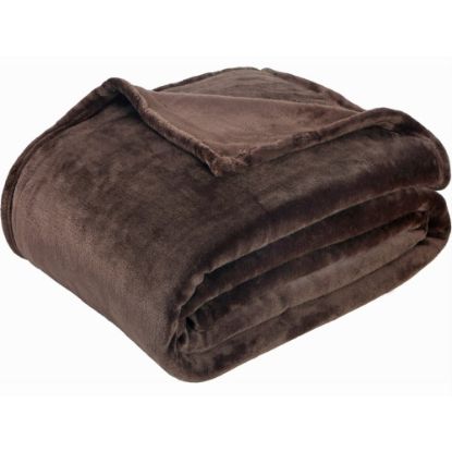 Picture of Sedona House Premium Microfiber Velvet Plush Flannel Throw Blanket, 60in x 80in Twin, Coffee