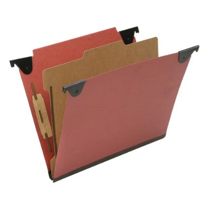 Picture of SKILCRAFT Straight Tab Cut Letter  Hanging Folder - 2in Folder Capacity - 8 1/2in x 11in - Top Tab Position - 1 Divider(s) - Pressboard, Kraft, Fiber - Red - 10 / Box - TAA Compliant