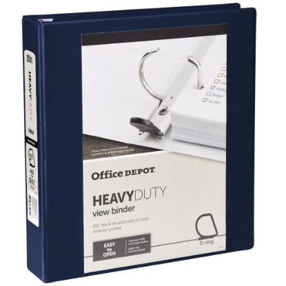 Picture of Office Depot Heavy-Duty View 3-Ring Binder, 1 1/2in D-Rings, 49% Recycled, Navy