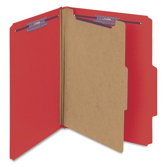 Picture of Smead Classification Folders, With SafeSHIELD Coated Fasteners, 1 Divider, 2in Expansion, Letter Size, Red, Box Of 10