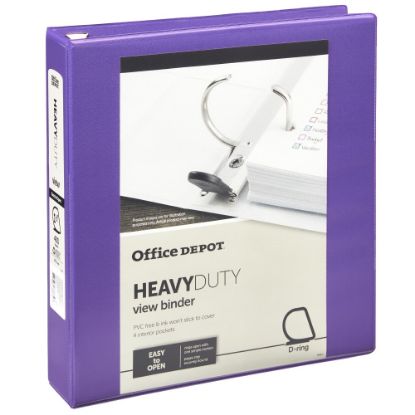 Picture of Office Depot Heavy-Duty View 3-Ring Binder, 1 1/2in D-Rings, 49% Recycled, Purple