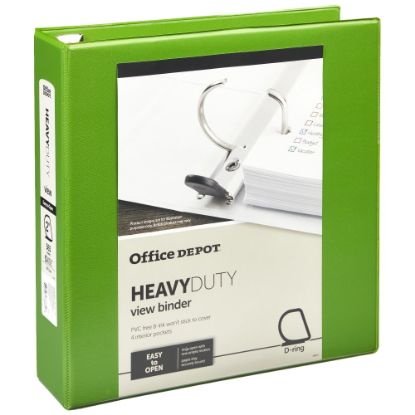 Picture of Office Depot Brand Heavy-Duty View 3-Ring Binder, 2in D-Rings, Army Green