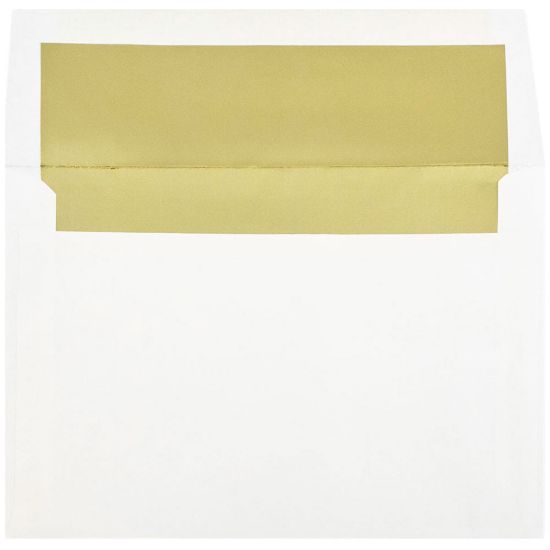 Picture of JAM Paper Booklet Invitation Envelopes, A8, Gummed Seal, Gold/White, Pack Of 25