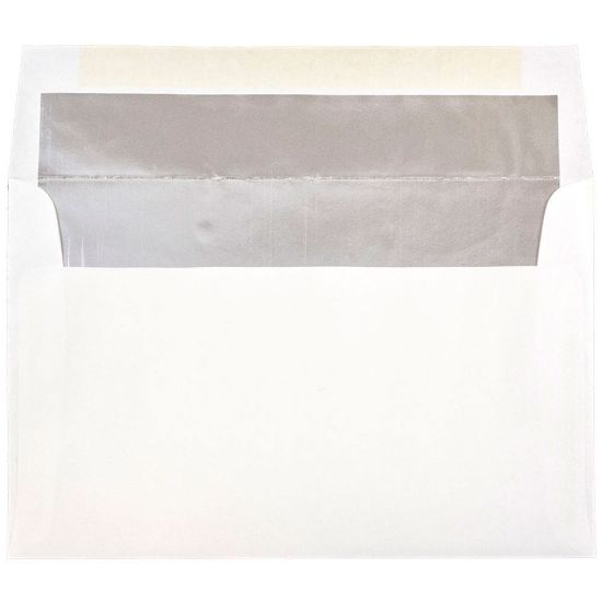 Picture of JAM Paper Booklet Invitation Envelopes, A10, Gummed Seal, Silver/White, Pack Of 25