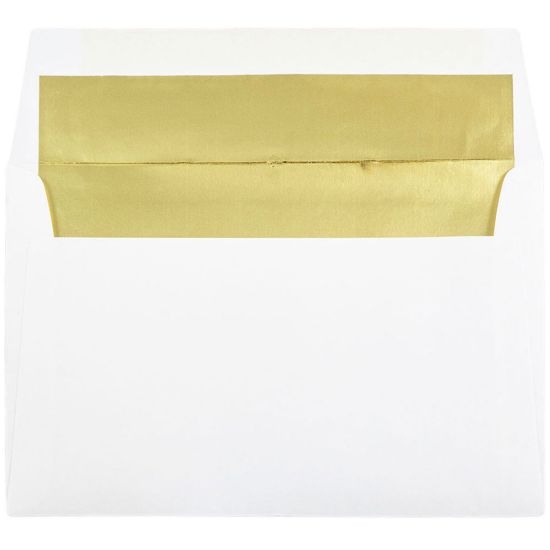 Picture of JAM Paper Foil-Lined Invitation Envelopes, A9, Gummed Seal, Gold/White, Pack Of 25