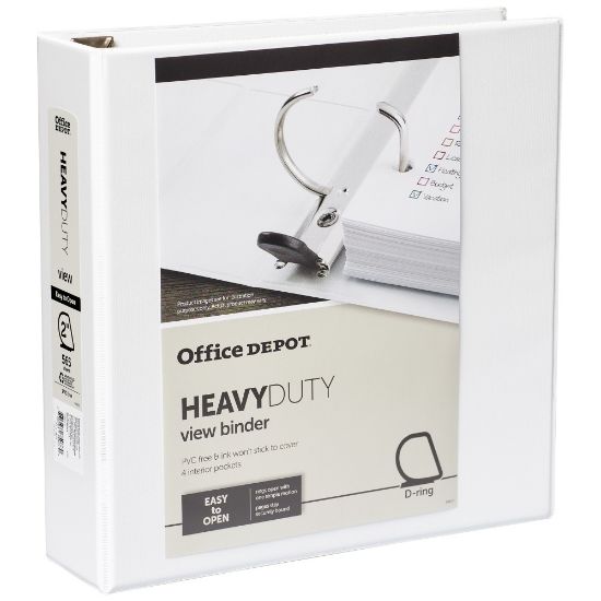 Picture of Office Depot Brand Heavy-Duty View 3-Ring Binder, 2in D-Rings, 49% Recycled, White