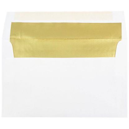 Picture of JAM Paper Booklet Invitation Envelopes, A10, Gummed Seal, Gold/White, Pack Of 25