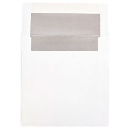 Picture of JAM Paper Foil-Lined Invitation Envelopes, 6in x 6in, Gummed Seal, Silver/White, Pack Of 25