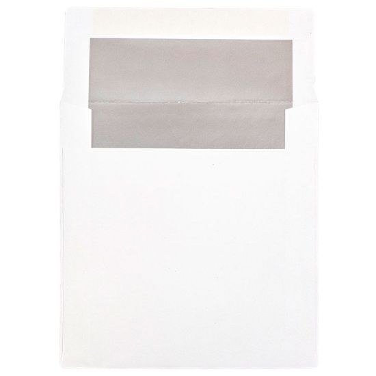 Picture of JAM Paper Foil-Lined Invitation Envelopes, 6in x 6in, Gummed Seal, Silver/White, Pack Of 25