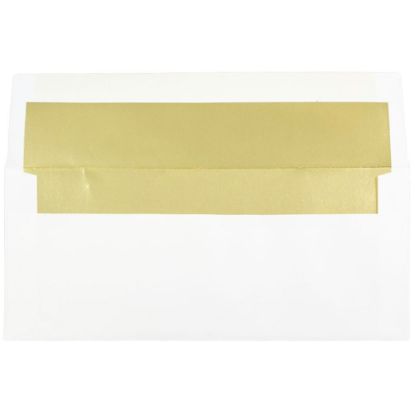 Picture of JAM Paper Booklet Envelopes, #10, Gummed Seal, Gold/White, Pack Of 25