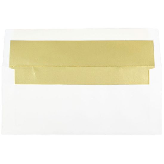 Picture of JAM Paper Booklet Envelopes, #10, Gummed Seal, Gold/White, Pack Of 25