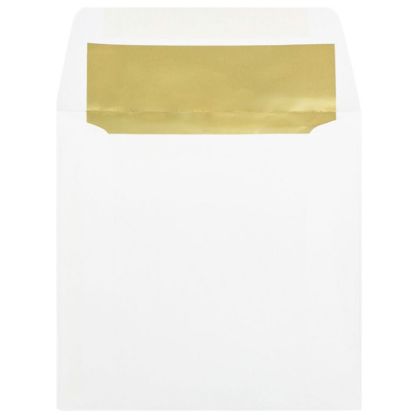 Picture of JAM Paper Foil-Lined Invitation Envelopes, 6in x 6in, Gummed Seal, Gold/White, Pack Of 25