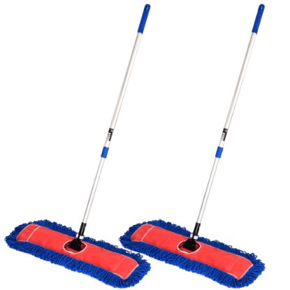 Picture of Alpine Microfiber Floor Dust/Dry Mop Sets, 24in, Silver/Blue, Pack Of 2 Mop Sets