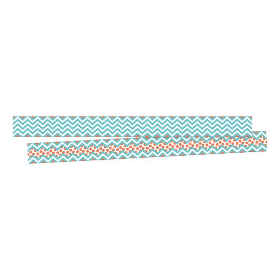 Picture of Barker Creek Double-Sided Border Strips, 3in x 35in, Chevron Turquoise, Set Of 24