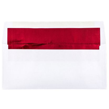 Picture of JAM PAPER #10 Business Foil Lined Envelopes, 4 1/8in x 9 1/2in, White with Red Foil, Pack Of 25