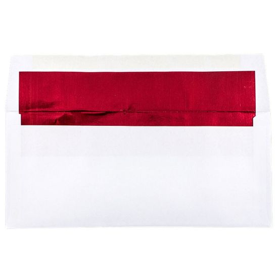 Picture of JAM PAPER #10 Business Foil Lined Envelopes, 4 1/8in x 9 1/2in, White with Red Foil, Pack Of 25