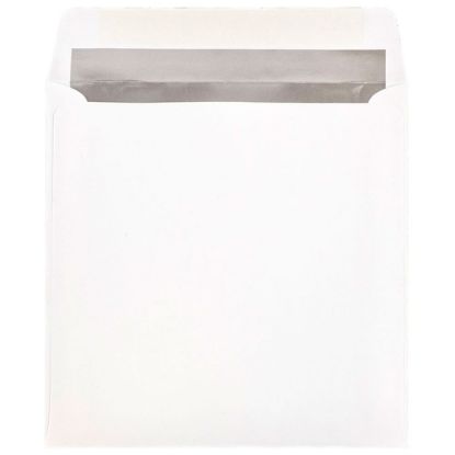 Picture of JAM Paper Foil-Lined Invitation Envelopes, 8 1/2in x 8 1/2in, Gummed Seal, Silver/White, Pack Of 25