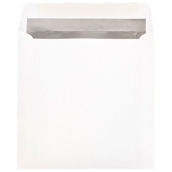 Picture of JAM Paper Foil-Lined Invitation Envelopes, 8 1/2in x 8 1/2in, Gummed Seal, Silver/White, Pack Of 25