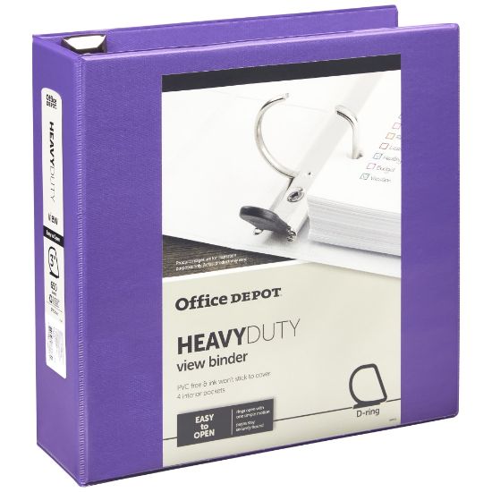 Picture of Office Depot Heavy-Duty View 3-Ring Binder, 3in D-Rings, Purple