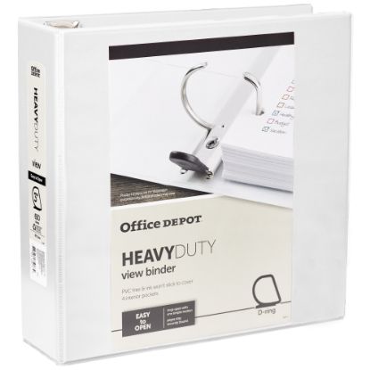 Picture of Office Depot Brand Heavy-Duty View 3-Ring Binder, 3in D-Rings, White