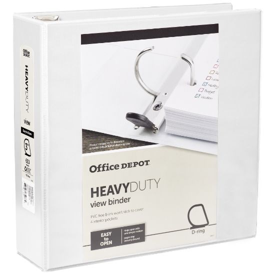 Picture of Office Depot Brand Heavy-Duty View 3-Ring Binder, 3in D-Rings, White