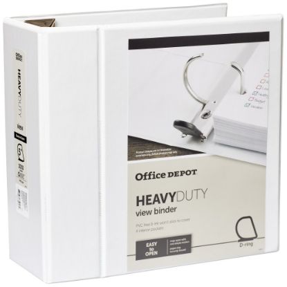 Picture of Office Depot Brand Heavy-Duty View 3-Ring Binder, 5in D-Rings, 49% Recycled, White