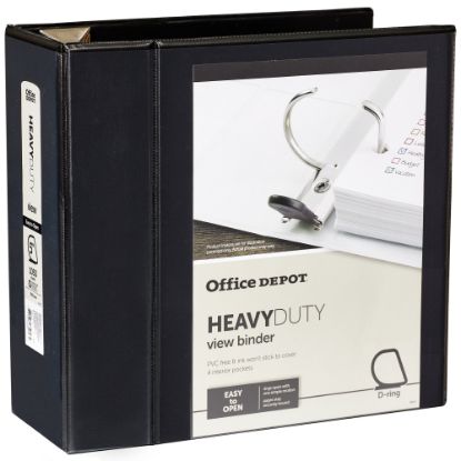 Picture of Office Depot Brand Heavy-Duty View 3-Ring Binder, 5in D-Rings, Black