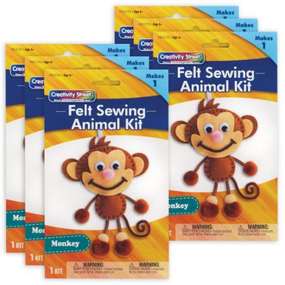 Picture of Creativity Street Felt Sewing Animal Kits, 10-1/2in x 6-1/2in x 1in, Monkey, Set Of 6 Kits