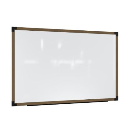 Picture of Ghent Prest Magnetic Dry-Erase Whiteboard, Porcelain, 50-1/4in x 74-1/4in, White, Driftwood Frame