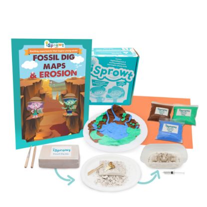 Picture of iSprowt Fun Science Kit For Kids, Fossil Dig, Maps and Erosion Kit, Kindergarten to Grade 5