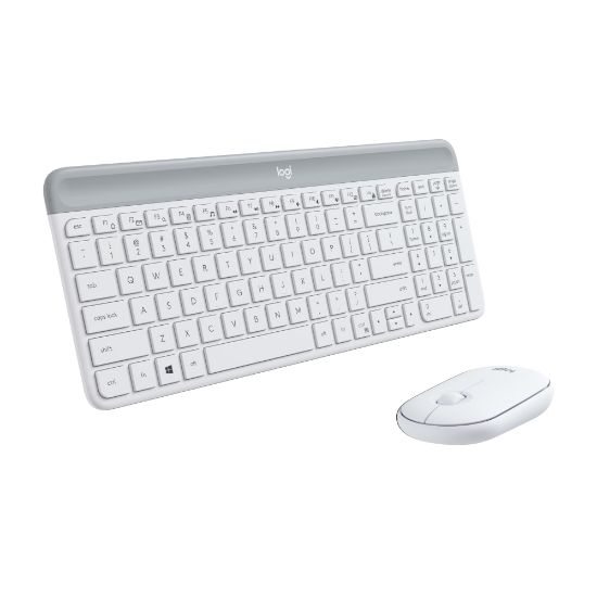 Picture of Logitech MK470 Slim Wireless Keyboard and Mouse Combo - Modern Compact Layout, Ultra Quiet - Off White - USB Wireless RF - USB Wireless RF - Optical - 1000 dpi - 3 Button - Scroll Wheel - Symmetrical - AAA, AA