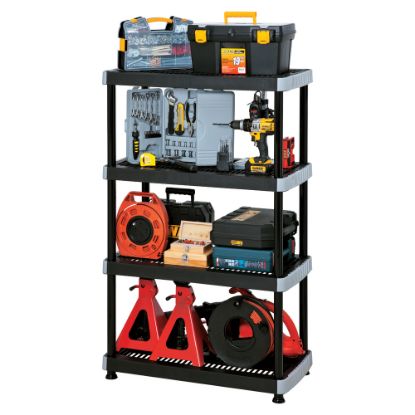 Picture of Rimax Heavy-Duty Storage Shelves, 4 Tiers, Black